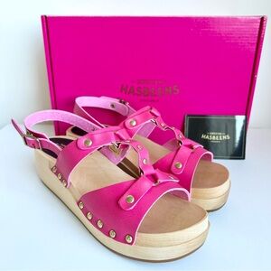 #2 New 6 SWEDISH HASBEENS RIVET Wooden Clogs Platform Sandals Wedges Open Toes